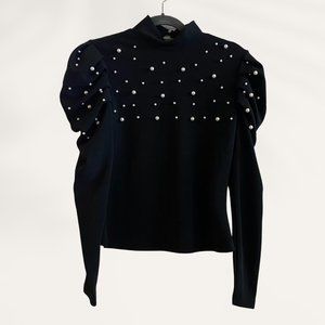 Black with pearls "SHEIN" Long-Sleeve blouse.